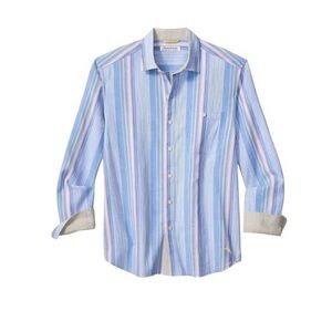 TOMMY BAHAMA men's barbados breeze stretch button down shirt in tidal stripe XXL